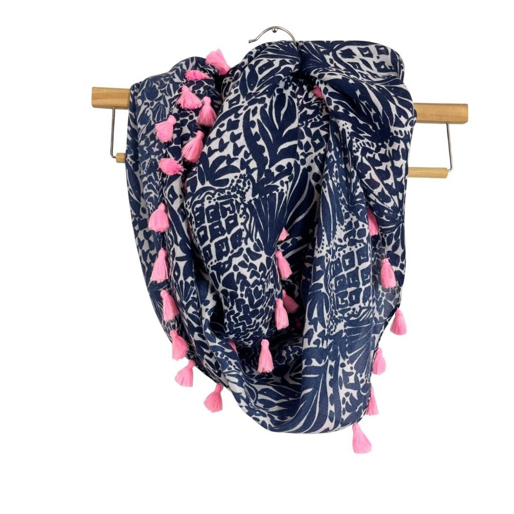 Lilly Pulitzer High Tide by Land or By Sea Resort Infinity Loop Scarf Navy White